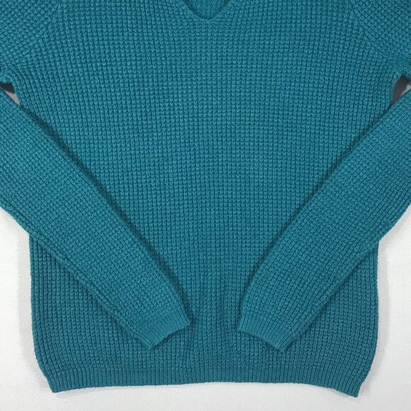 Hollister Sweater Women's Small Green Pullover Turtleneck Waffle Knit Keyhole - Picture 5 of 12